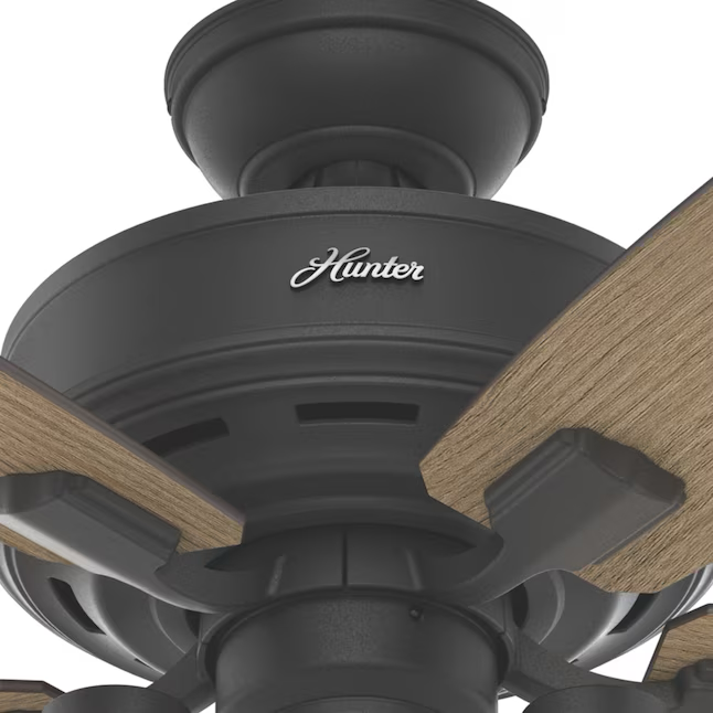 Hunter Lincoln 52-in Natural Iron Indoor Downrod or Flush Mount Ceiling Fan with Light (5-Blade)