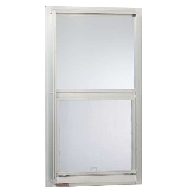 Project Source 40000 Series Replacement 14-in x 27-in x 1-3/4-in Jamb Aluminum Aluminum Single-glazed Single Hung Window Half Screen Included