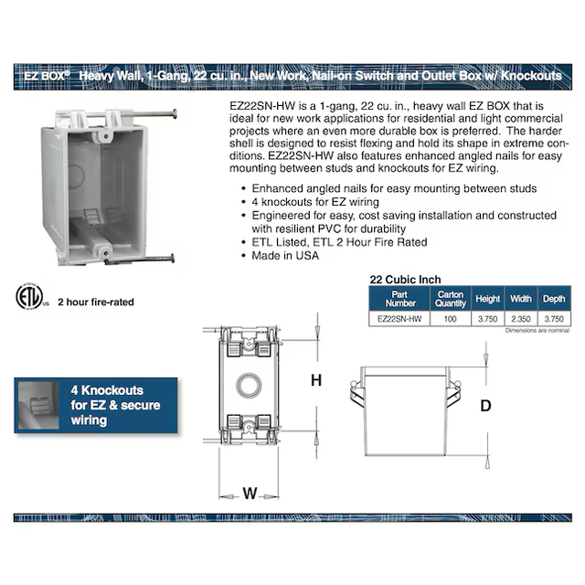 CANTEX 1-Gang PVC New Work Switch/Outlet Electrical Box