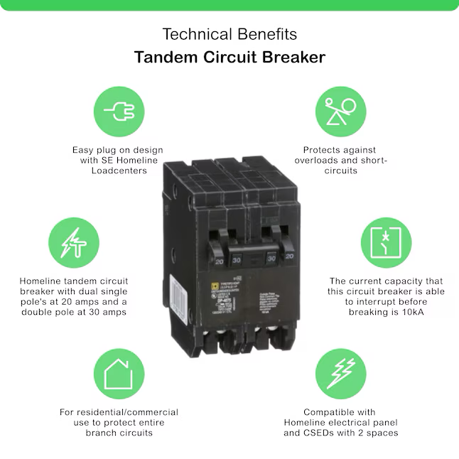 Square D Homeline 20-amp/30-amp 2-Pole Quad Circuit Breaker