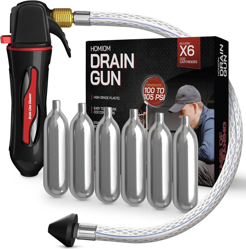 Homion Air Conditioner Drain Line Cleaner With Flexible Hose - Includes 6 Co2 Cartridges