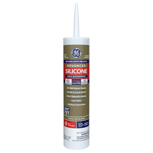 GE Advanced Silicone 2 Kitchen and Bath, Tub and Tile 10.1-oz Clear Silicone Caulk