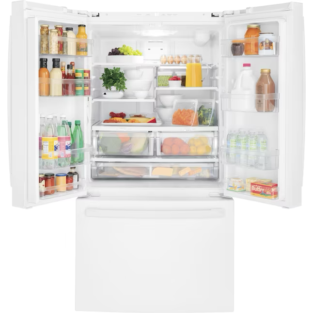 GE 27-cu ft French Door Refrigerator with Ice Maker and Water dispenser (White) ENERGY STAR