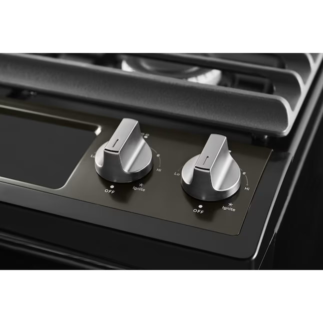 Whirlpool 30-in 4 Burners 5-cu ft Self-cleaning Slide-in Natural Gas Range (Fingerprint Resistant Black Stainless Steel)