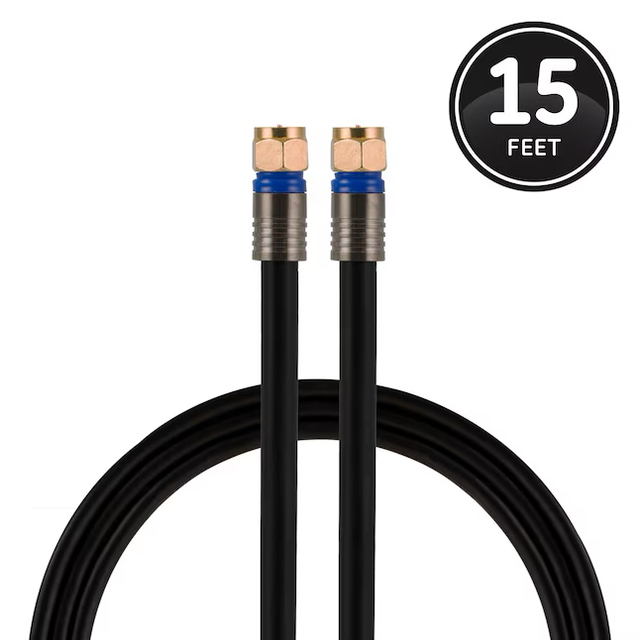 Cable coaxial Utilitech Rg6 negro de 15 pies