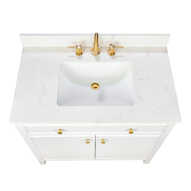 allen + roth Sandbanks 36-in White Undermount Single Sink Bathroom Vanity with White Engineered Stone Top