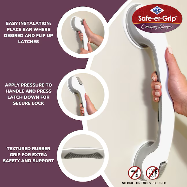 MHI Safe-er-grip 16-in White Suction Cup Grab Bar