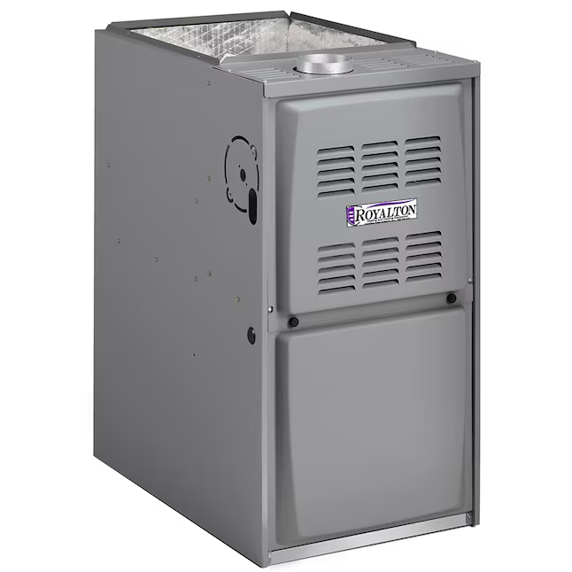 Horno de aire forzado de una etapa con flujo ascendente/horizontal del 80 por ciento y entrada máxima de 66 000 BTU de ROYALTON