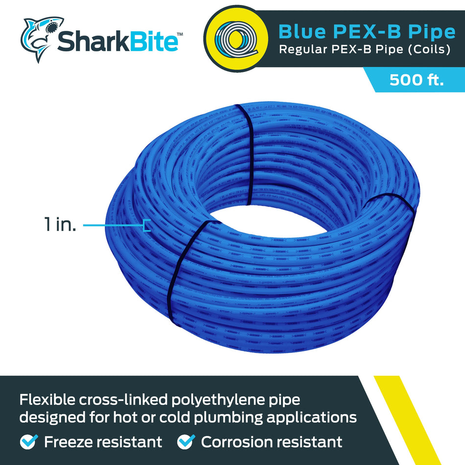 SharkBite 1 in. Blue Pex-B Tubing - 500 ft. Coil