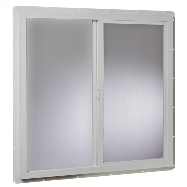 Project Source 10001 Series 35-1/2-in x 35-1/2-in x 3-in Jamb Left-operable Vinyl White Sliding Window Half Screen Included