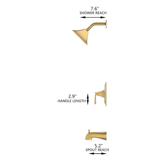 Grifo para bañera y ducha cuadrado monomando de una sola función, de color dorado cepillado Chesler de Allen + Roth, con válvula incluida