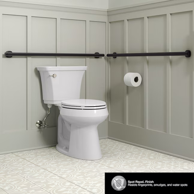 KOHLER Ealing 24-in Matte Black Wall Mount ADA Compliant Grab Bar (500-lb Weight Capacity)