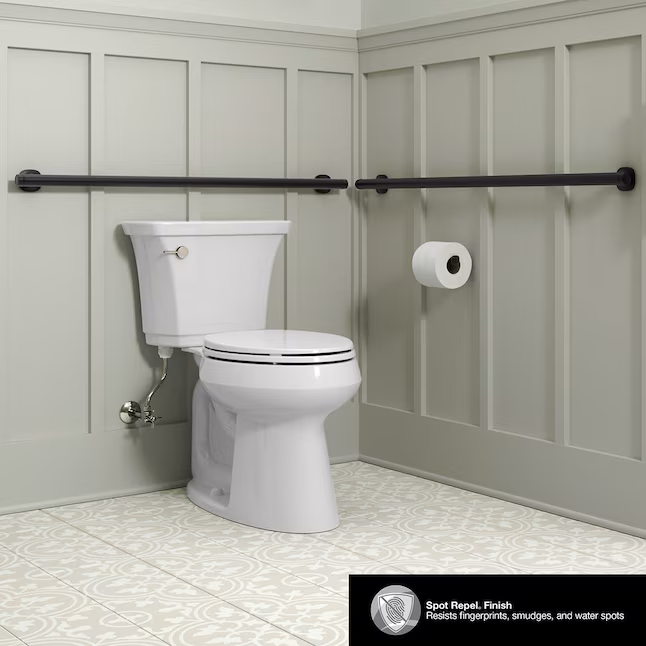 Barra de apoyo para pared Ealing de 24 pulgadas de Kohler, color negro mate, compatible con ADA (capacidad de peso de 500 lb)