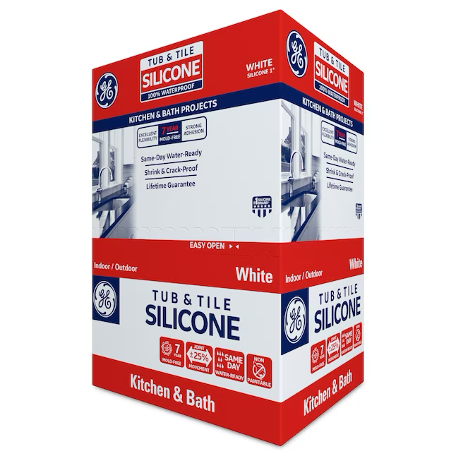 GE Silicone 1 Tub and Tile, Kitchen and Bath 10.1-oz White Silicone Caulk