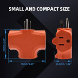 Adaptador de fuente de proyecto Adaptador estándar básico naranja simple a triple con conexión a tierra de 3 cables y 15 amperios