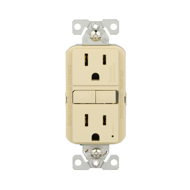 Eaton 15-Amp 125-volt GFCI Residential Decorator Outlet, Ivory (3-Pack)