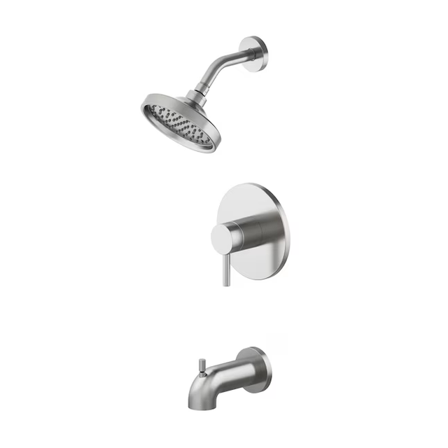 allen + roth Harlow Brushed Nickel Pvd 1-handle Single Function Round Bathtub and Shower Faucet Valve Included