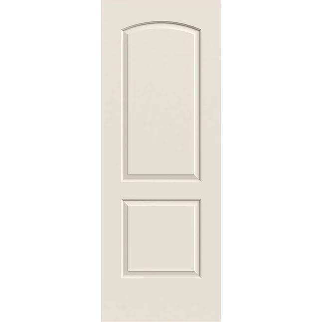 RELIABILT Continental 28 Zoll x 80 Zoll weiße 2-Panel-Tür mit runder Oberseite und Hohlkern aus geformter Verbundplatte