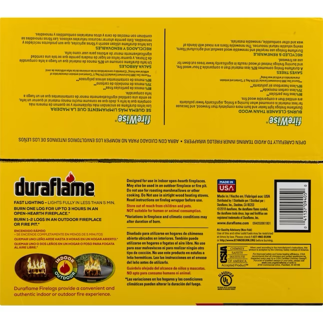 Duraflame Leños para fuego para interiores y exteriores de 4.5 lb (paquete de 9)