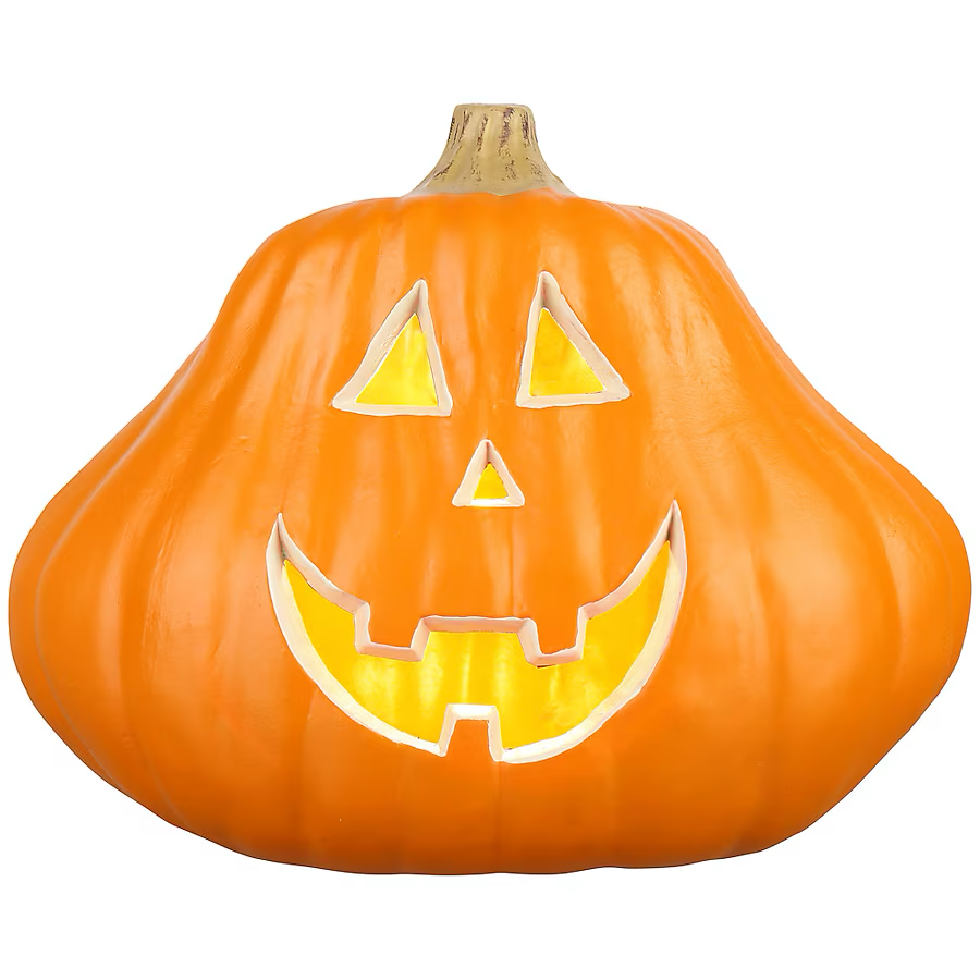 Haunted Living 14-Zoll-Kürbis-Dekoration in orangefarbener Jack-o-Lantern-Optik