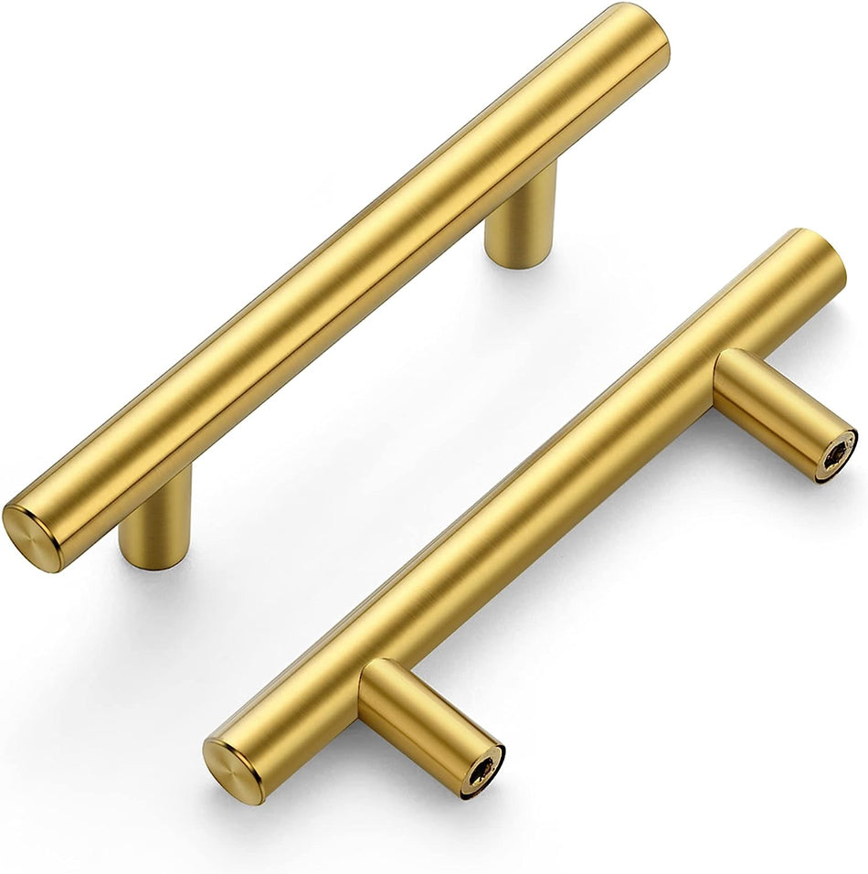 SABER SELECT 5 in. Length with 3 in. Center Cabinet Pulls (5-Pack, Brushed Brass)