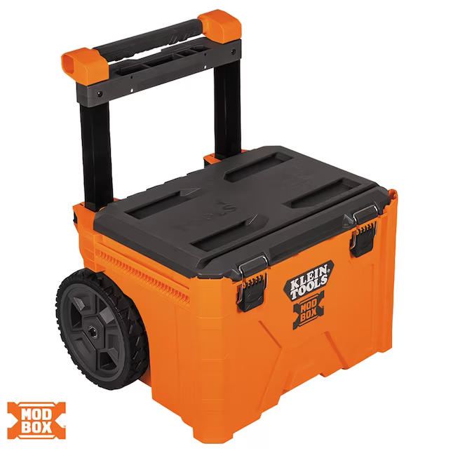 Klein Tools MODbox 22,6-Zoll-Werkzeugkasten aus orangefarbenem Kunststoff und Metall