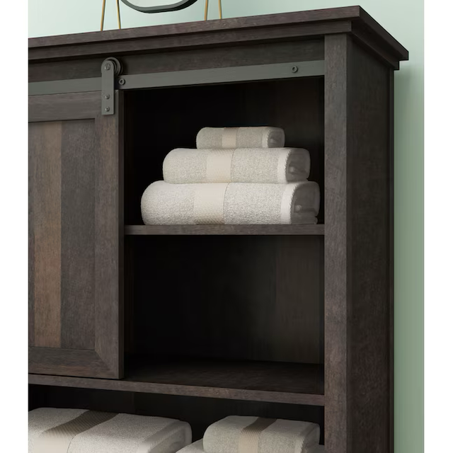 Style Selections Morriston 25-in x 64-in x 13-in Brown 3-Shelf Over-the-Toilet Storage