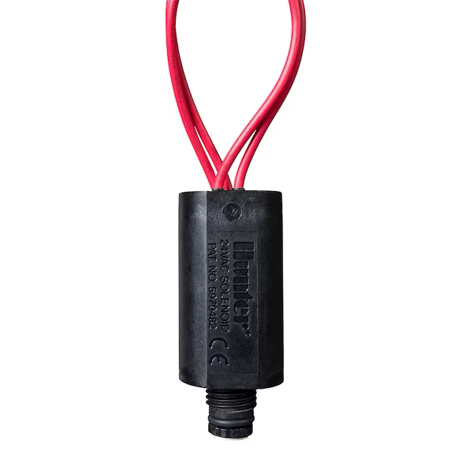 Solenoide de repuesto Hunter para válvulas de aspersores subterráneos: negro, plástico resistente, cables de 24 pulgadas