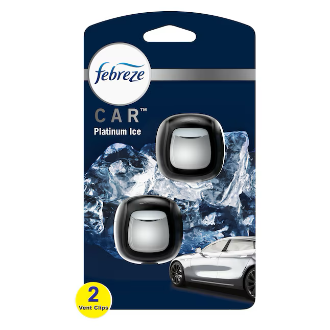 Febreze Car Ambientador con dispensador de hielo Platinum de 0,07 oz (paquete de 2)