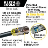 Juego de herramientas de instalación de cable coaxial de Klein Tools con estuche con cierre Kit de herramientas de compresión coaxial