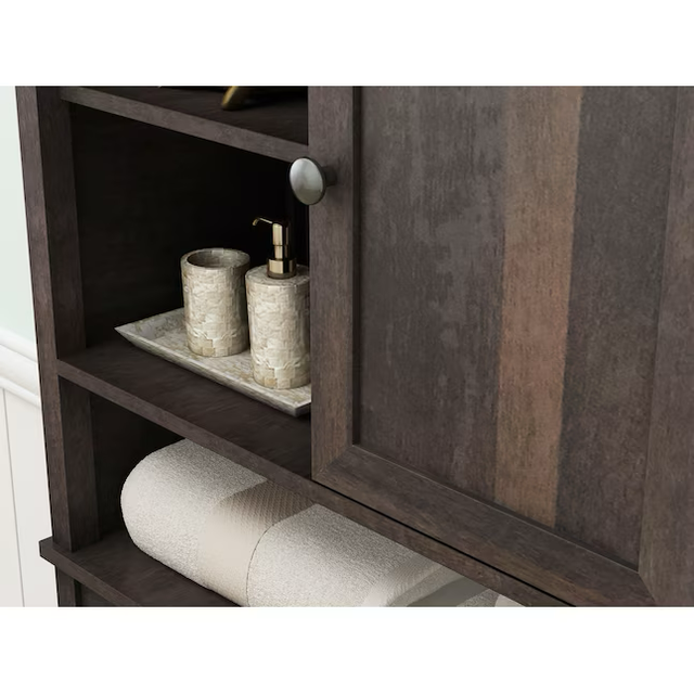 Style Selections Morriston 25-in x 64-in x 13-in Brown 3-Shelf Over-the-Toilet Storage