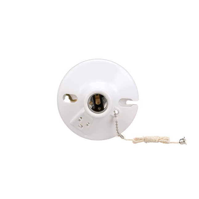 Eaton 3-Way 660-Watt Plastic Pull Chain Ceiling Socket, White