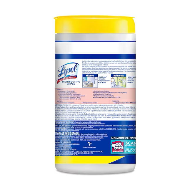 LYSOL Toallitas desinfectantes de flor de limón y lima, 240 unidades, limpiador multiusos (paquete de 3)