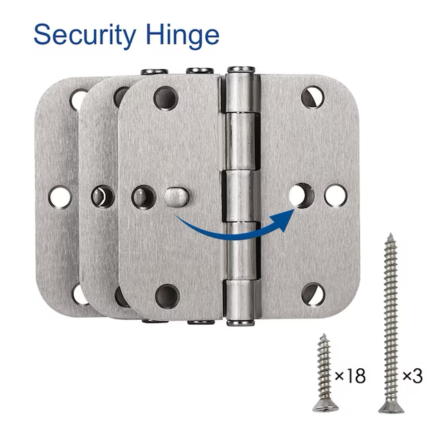 Bisagra de seguridad para puerta interior RELIABILT de níquel satinado de 3-1/2 pulg. de alto x 5/8 pulg. de radio (paquete de 3)