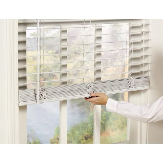 allen + roth At Home 2-in Slat Width 9-in x 72-in Cordless White Faux Wood Room Darkening Horizontal Blinds