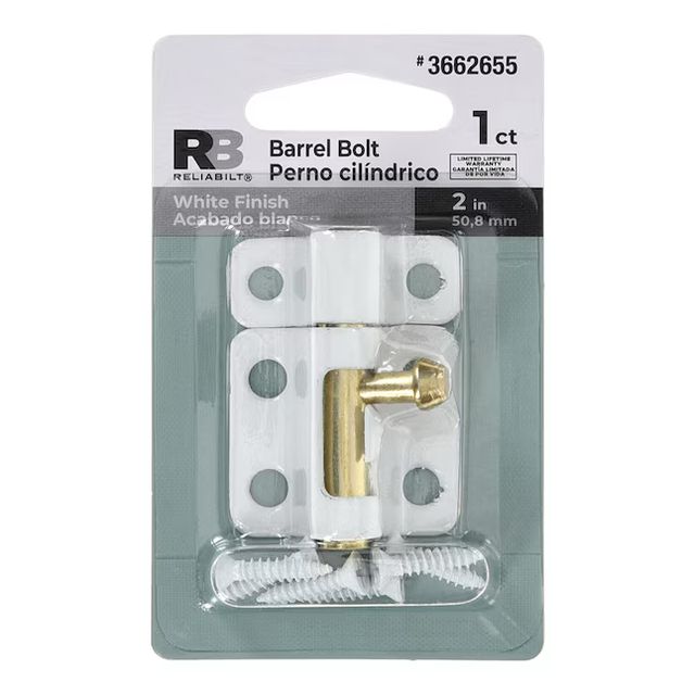 RELIABILT 2-in White Steel Barrel Bolt