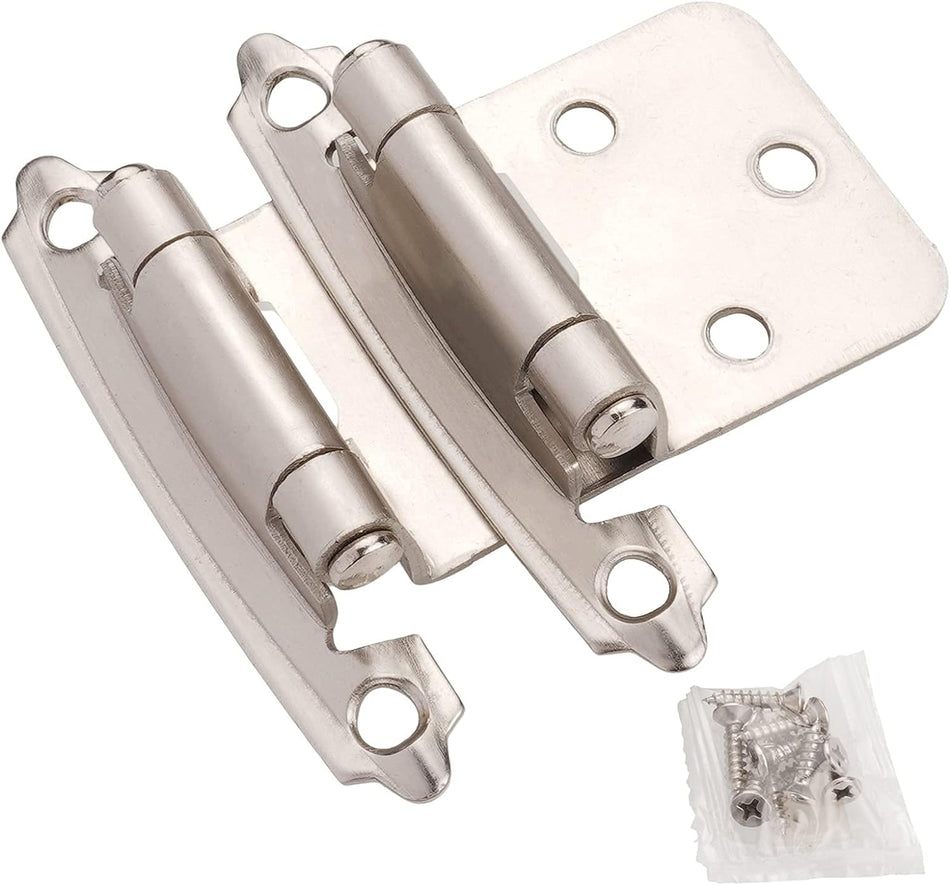 SABER SELECT 1/2 in. Overlay Brushed Nickel Cabinet Hinges (2-Pack)