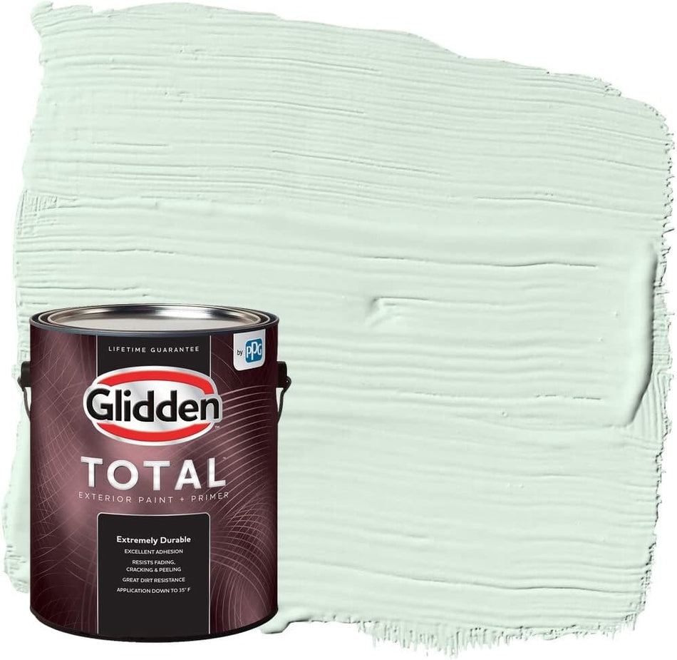 Glidden Total Exterior Paint & Primer Semi-Gloss, Tint of Green