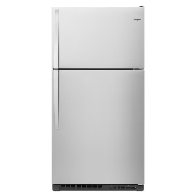 Refrigerador Whirlpool con congelador superior de 20,5 pies cúbicos (acero inoxidable resistente a huellas dactilares)