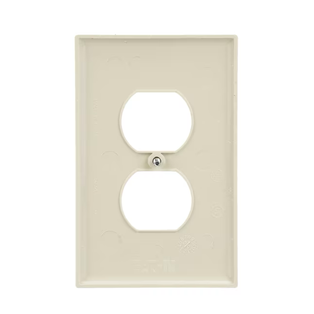 Eaton 1-Gang Midsize Light Almond Polycarbonate Indoor Duplex Wall Plate