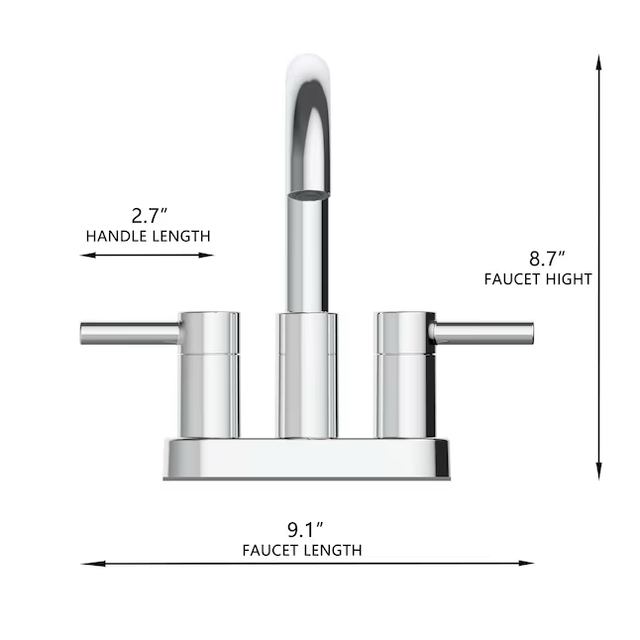 allen + roth Harlow Polished Chrome 4-in centerset 2-Handle WaterSense Bathroom Sink Faucet with Drain and Deck Plate