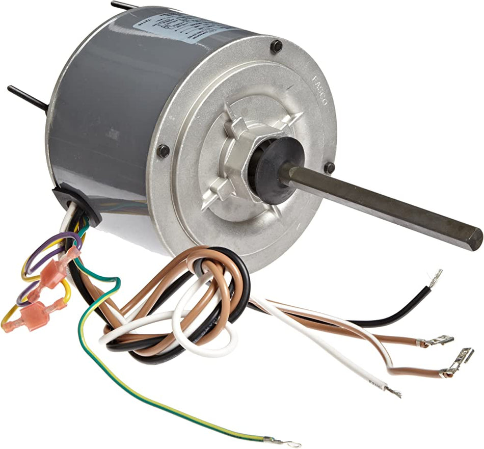 Fasco D7748 Motor de ventilador de condensador de condensador dividido permanente ventilado con marco abierto de 5,6" con rodamiento de bolas, 1/3HP, 1075rpm, 208-230V, 60Hz, 2,9 amperios