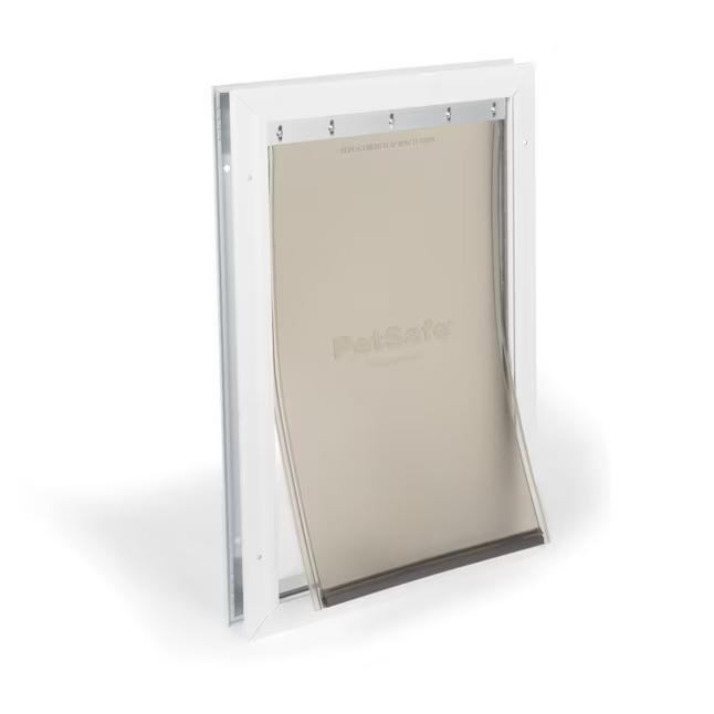 PetSafe Puerta grande para perros y gatos de aluminio blanco de 12-3/4 x 19-13/20 pulgadas para puerta de entrada 