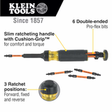 Destornillador de puntas múltiples surtido con trinquete y mango bimaterial de 13 piezas Klein Tools