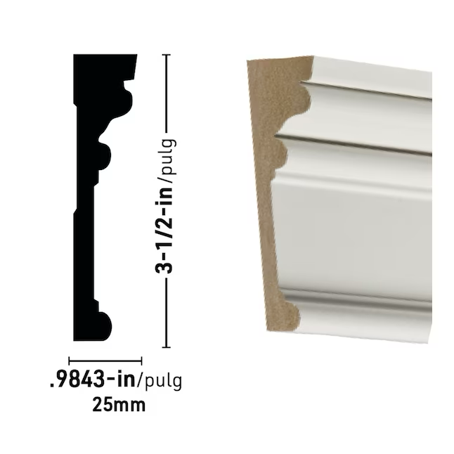 RELIABILT 31/32-in x 3-1/2-in x 8-ft Primed MDF Ec1 Casing