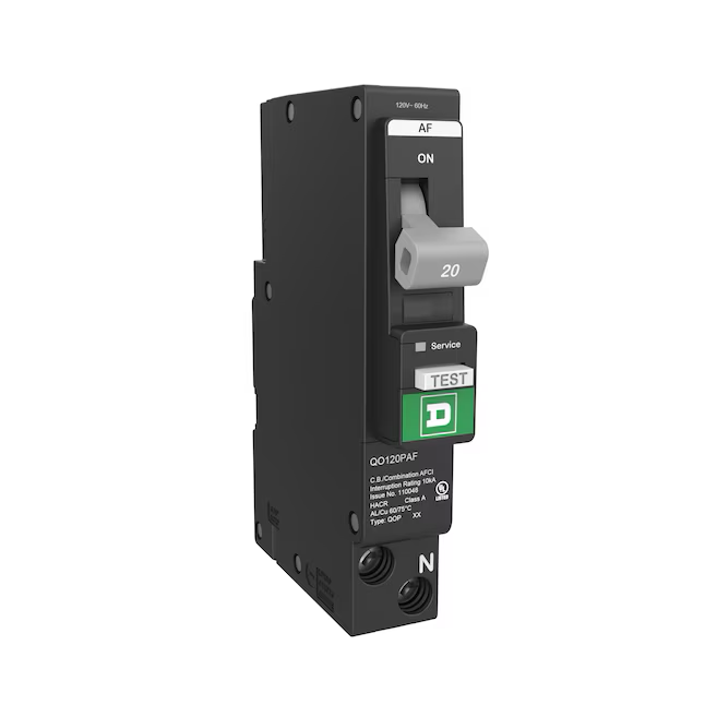 Square D QO 15-amp 1-Pole Combination Arc Fault Plug-on Neutral Circuit Breaker