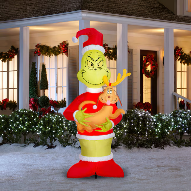 Grinch 8-ft LED Dr Seuss Grinch & Max Christmas Inflatable