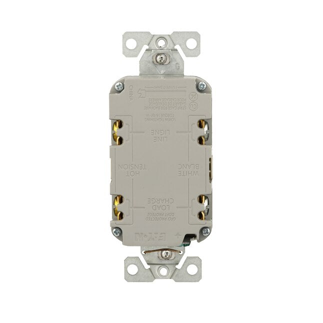 Eaton 15-Amp 125-volt GFCI Residential Decorator Outlet, Light Almond