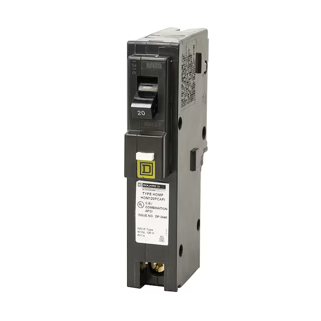 Square D Homeline 20-Amp 1-Pole Combination Arc Fault Plug-On Neutral Circuit Breaker