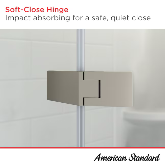 American Standard Elevate Brushed Nickel 36-1/4-in to 36-5/8-in W x 74-in H Frameless Corner Neo Angle Hinged Soft Close Shower Door